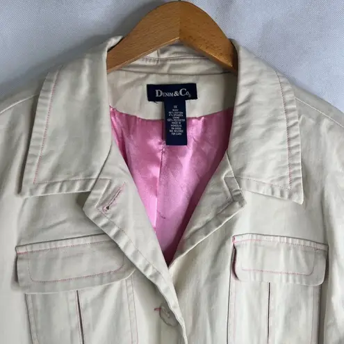 Denim & Co  Cream Lightweight Lined Trench Coat w/ Pockets Size 1X