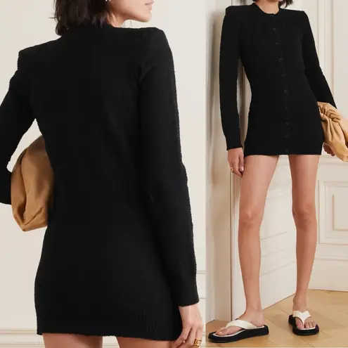 New WARDROBE.NYC Black Knit Cardigan Mini Dress with Shoulder Pads Size XS