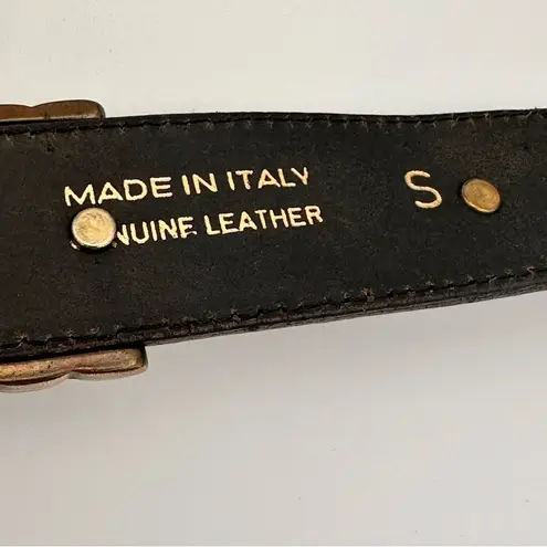 Linea Pelle by Mina Black Leather Belt with Gold Accents