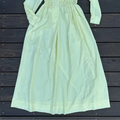 Yellow Vintage 70s Glen of Michigan Maxi Dress w/ Ruffled Stretch Button Up Top