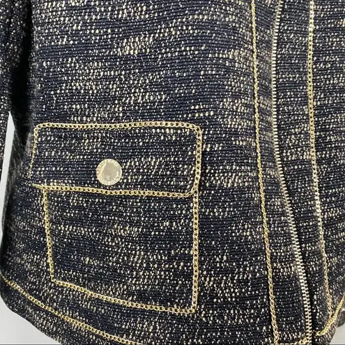 Karl Lagerfeld black and gold tweed zipper jacket