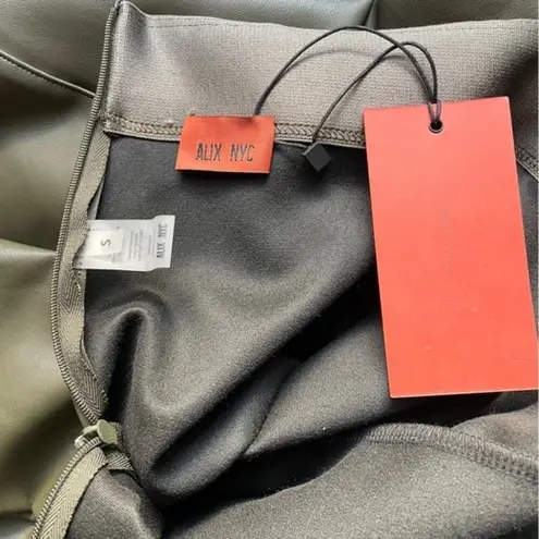 NWT Alix NYC Brower Faux Leather Stirrup Leggings Pine Green Women’s Size Small