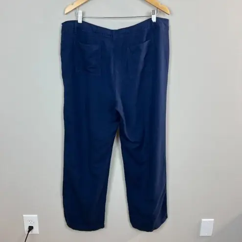 Tommy Hilfiger  Pants 16 Womens Navy‎ Blue Linen Blend Lightweight Drawstring