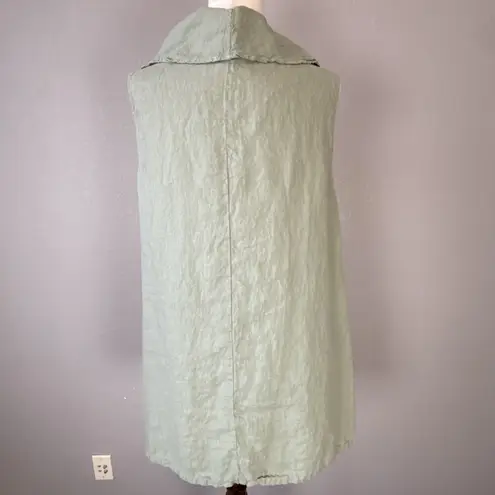 Match Point Cowl Neck Sleeveless Tunic Top Shirt Size S Sage Green Linen Pockets