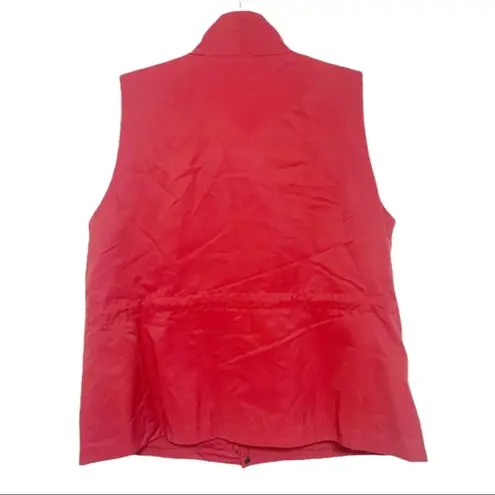 Eileen Fisher  Vest Red Cotton Nylon Snap Closure Size Large Cinch Waist