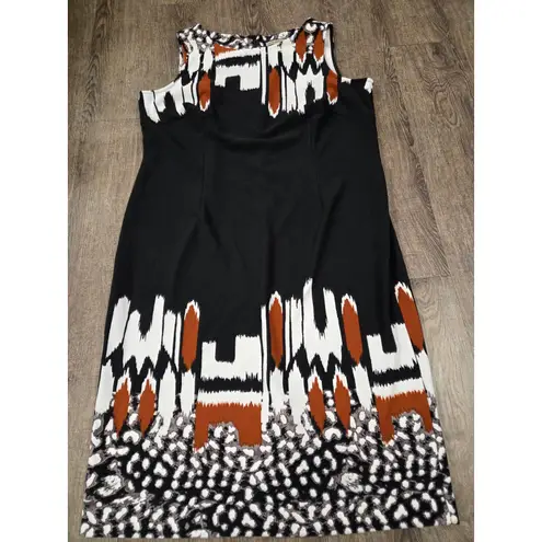 Maya Brooke Black Orange Brown White Plus Size Dress w/ Matching Jacket 18W