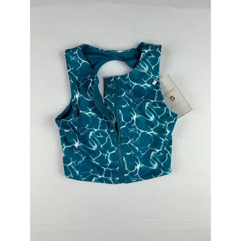 Buffbunny Limitless Zip Sports Bra Size XS Reflection Print Blue NWT