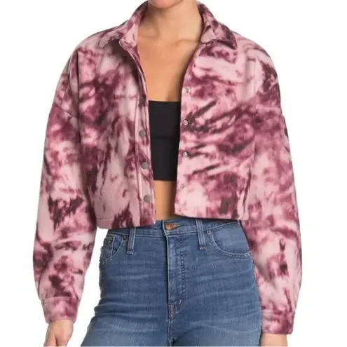 Abound  Purple Tie Dye Cozy Cropped Shirt Jacket Sz M