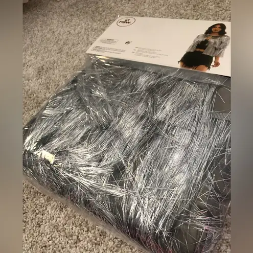 New Silver Tinsel Fringe Jacket women sz S/M Costume Cowgirl Festival Concert