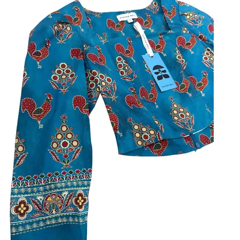 Hunter Bell Cropped Winne Long Sleeve Top in British Birdies Size 6