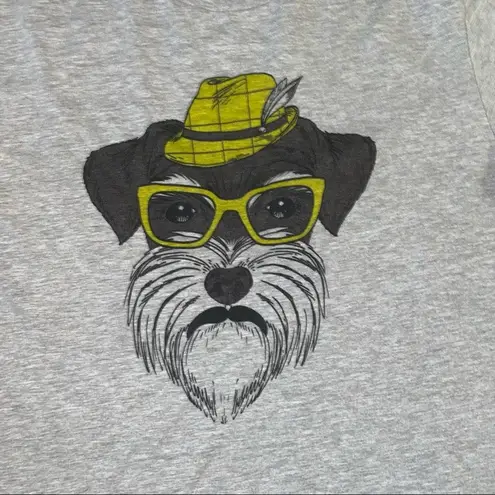 Bella Canvas  Schnauzer with glasses and hat grey graphic t-shirt size medium