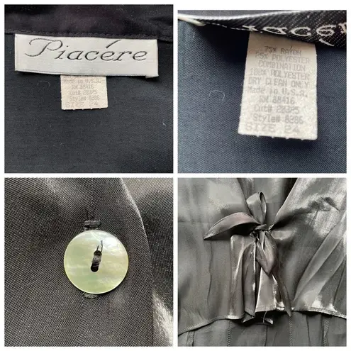 Piacere Chiffon blouse Metallic Black Plus Size 24 Sheer Sleeves Formal elegant