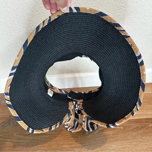 Tahari NWT Animal Print Packable Sun Visor Wide Brim Summer Hat, OS