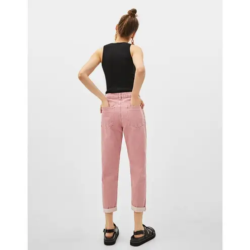 Bershka Vintage Wash Pink High Rise Cuffed Women's Denim Cotton Jean 6
