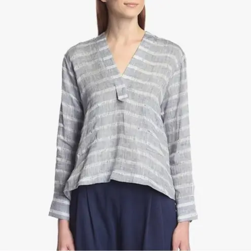 Derek Lam 10 Crosby Linen Blend Stripes Patch Pockets Shirt