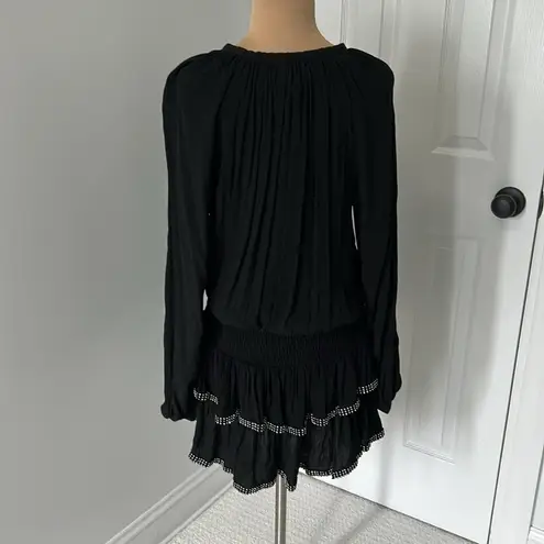 Muche Muchette Black Rhinestone Trim Smocked Waist Dress Size undefined