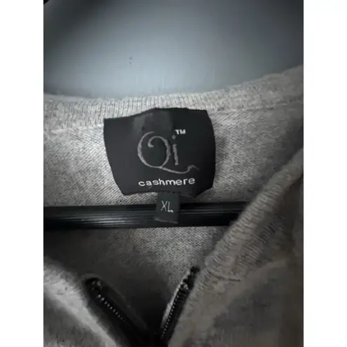 Qi Cashmere Sweater Women’s Size XL Gray 100% Cashmere Full Zip Up Hoodie