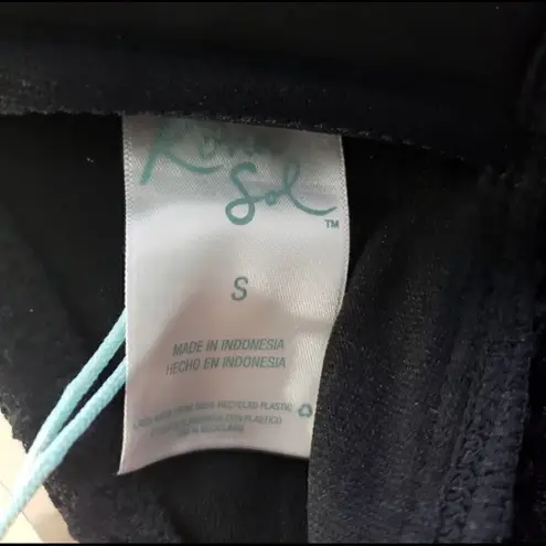 Kona Sol Black Geometric Eyelet Slit-Front Halter Lined-Cup Swimwear Tankini Top S(4-6)