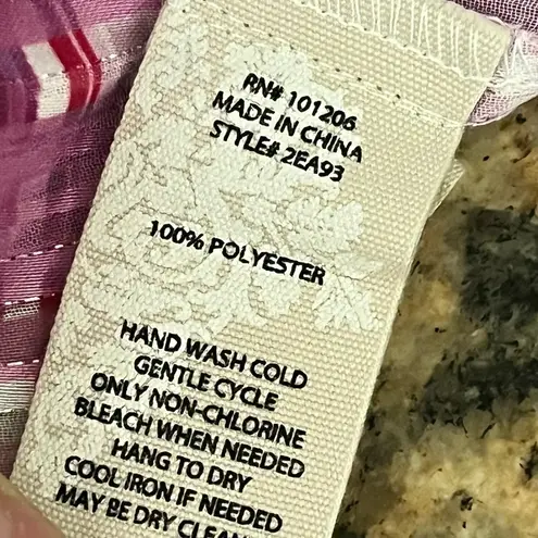 Soft Surroundings Pink Metallic Sheer Blouse Nautical Preppy Lagenlook Modest L