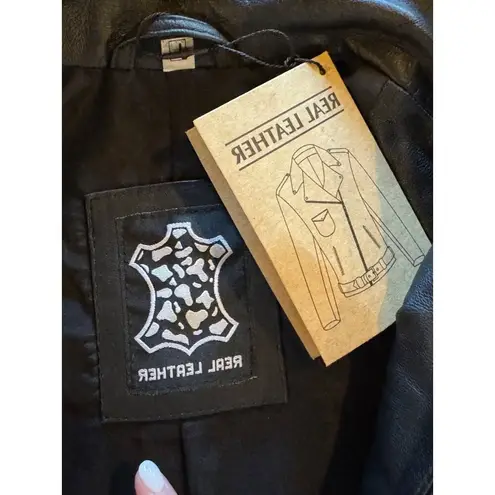 Real Leather Coat Women Large Black Leather Bristol Jacket NWT Outdoor Moto