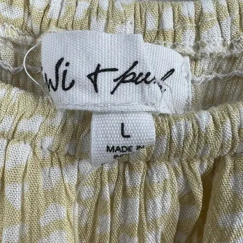 Kiwi & Punch Yellow Romper Ruffle Shoulder Smocked Bodice Size Large New