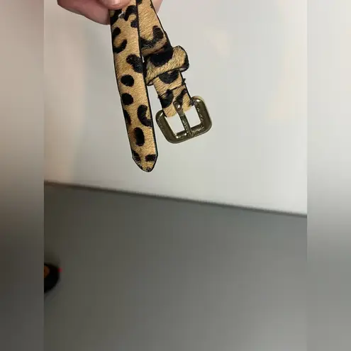 Genuine Leather Leopard Cheetah Print Dyed Real Animal Fur Vintage Belt 37”Waist Yellow