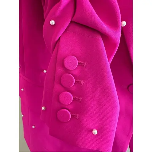 Generation Love Nadia Faux Pearl-Embellished Blazer in Magenta Size XS