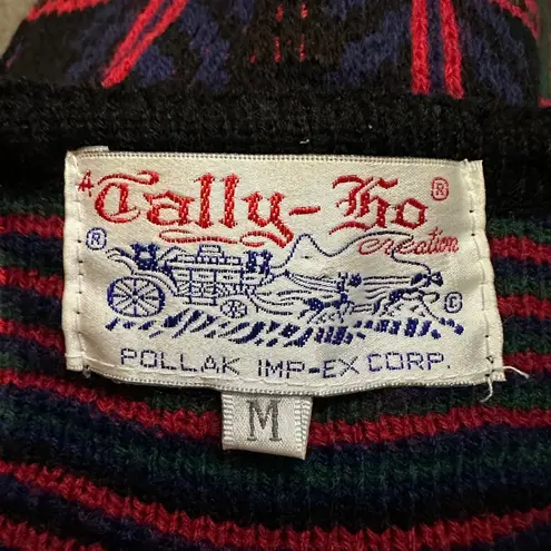 Tally Ho Vintage 1990s Y2K Plaid Tartan Button Down Cardigan Sweater Wool Medium Green