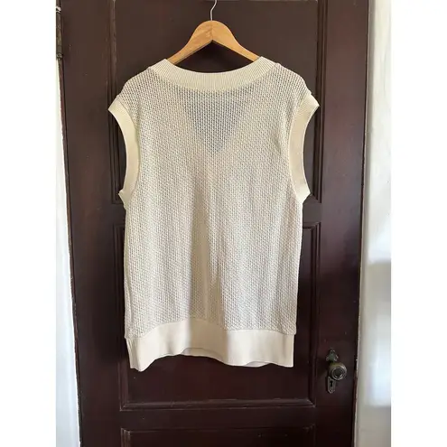 ZARA  | Cream Open Weave Oversized Sweater Vest | Size Medium