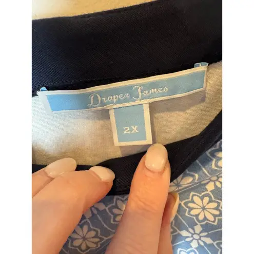 Draper James Dress Women 2X Blue White Floral Honeycomb Presley Ponte Preppy