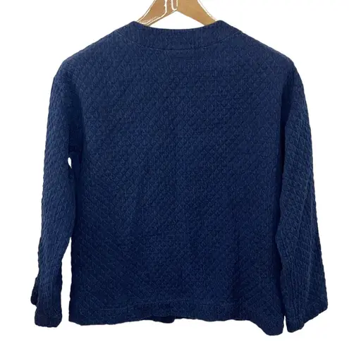 J Jill Pure Jill Indigo cotton quilted textured snap closure jacket size S Blue