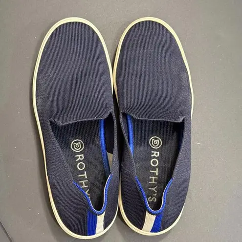 Rothy's Navy Blue Classic Slide Sneakers Preppy Quiet Luxury Designer 7.5 Women
