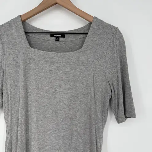 Premise Gray Square Neck Short Sleeve Top Blouse Casual Everyday Basic Size M