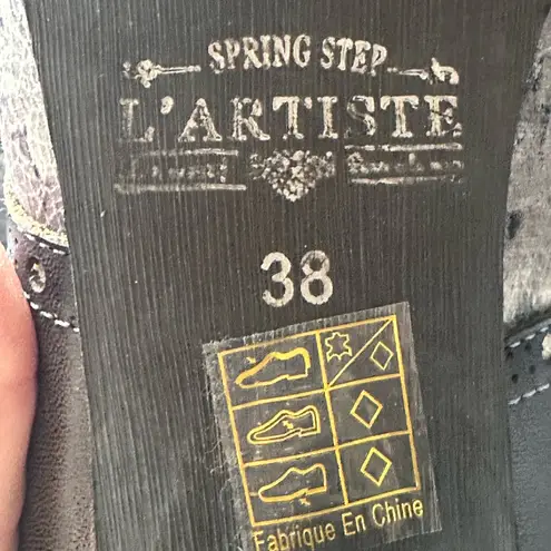 L’ARTISTE Gray Leather Spring Step renaissance Buckle Clog Velcro Sz 39/ 8