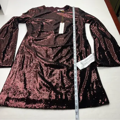Dress the Population Maroon Port Liza Cape Sleeve Sequin Mini Dress Medium NEW