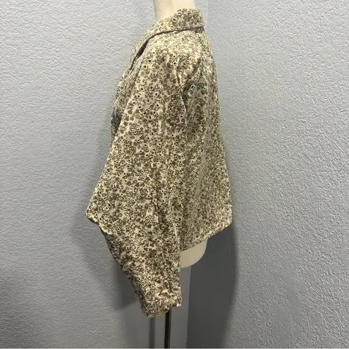 Solitaire Size L Neutral Tan Floral Embroidered Snap Front Cropped Jacket