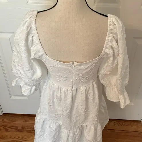 Entro  Short Puff Sleeve Off Shoulder White Dress NWT Sexy Flirty Above Knee M