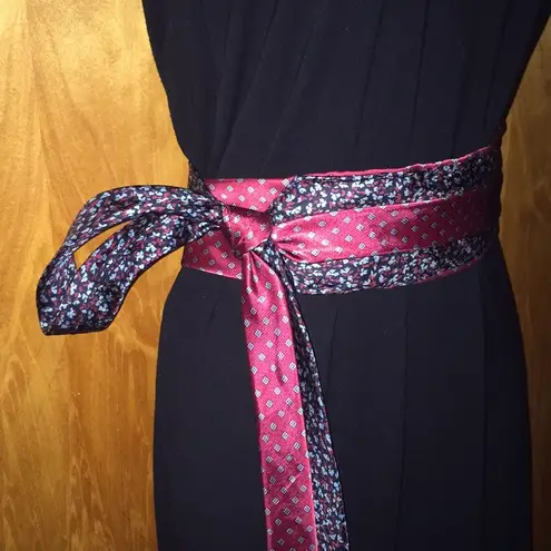 Pierre Cardin Blue & Red Floral Handmade Tie Belt One Size