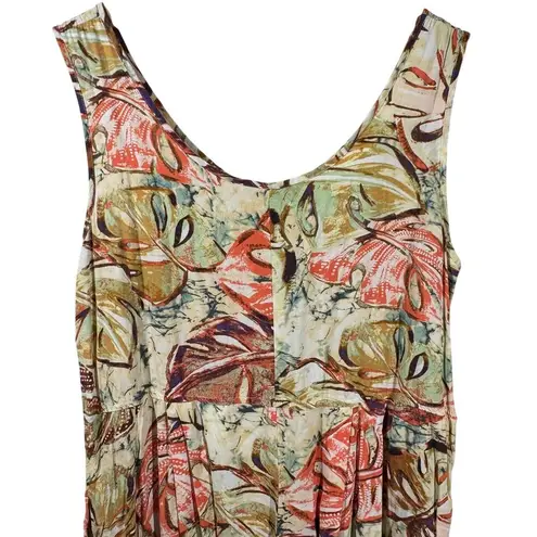 Jams World Midi Dress Women M Tropical Leaf Printed Marble Fern Pockets Boho