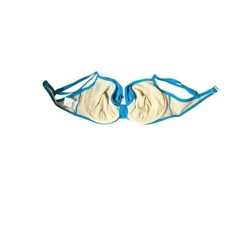 Profile turquoise bikini top with silver medallion center adjustable straps 38 D Blue Size undefined
