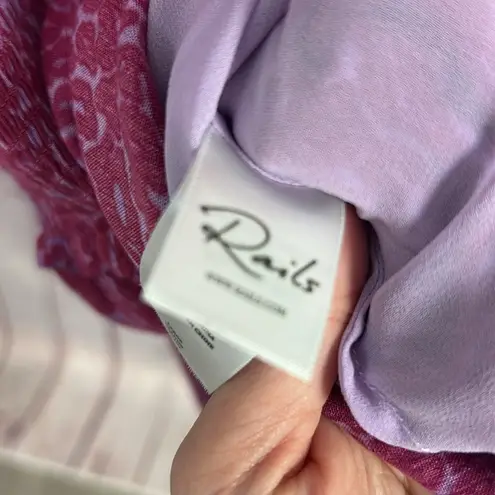 Rails Carla Magenta Cheetah print midi dress girly chic lined buttons Large