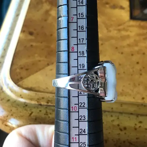 Natural Carved White Jade Sterling Silver Ring Size 9 Discounted