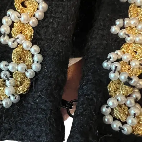 Pierre Cardin Vintage 80’s Black Silk Angora Beaded Cardigan