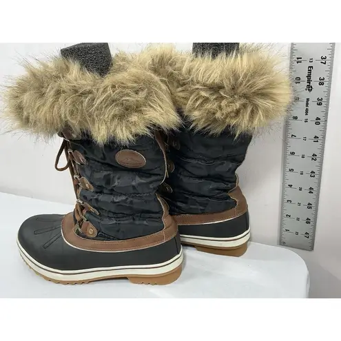 Womans Aleader Midcalf Lined Winter Boots 9 Black Brown Lace Up Quilted NWOT