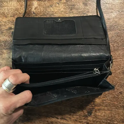 Perlina black leather crossbody bag great for travel everyday use quality made