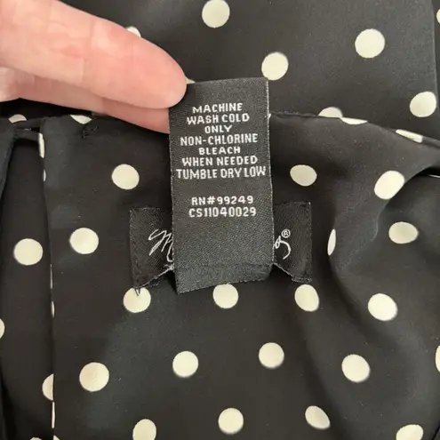Maggie Barnes Blouse Top Womens 4X Black Polka Dot Short Sleeve Relaxed Fit Boxy