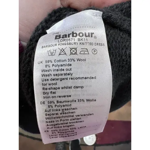 Barbour New Kingsbury Knitted Sweater Dress Black Reindeer Size 10 Midi