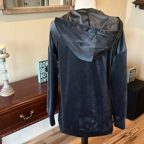 Oversized Velour Tunic Top Charcoal Gray Womens Small Hoodie Pullover