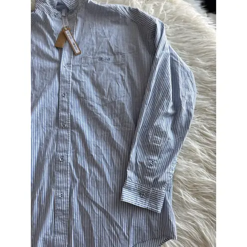 SKIMS Cotton Poplin Oversized Sleep Top Cadet Stripe Size Small - Image 8