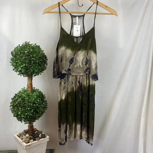 Sage  Green Print Sleeveless Mini Dress S NEW